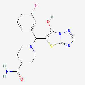 1-((3-Fluorophenyl)(6-hydroxythiazolo[3,2-b][1,2,4]triazol-5-yl)methyl)piperidine-4-carboxamide