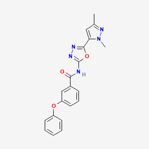molecular formula C20H17N5O3 B2930437 N-(5-(1,3-二甲基-1H-吡唑-5-基)-1,3,4-恶二唑-2-基)-3-苯氧基苯甲酰胺 CAS No. 1171234-57-3
