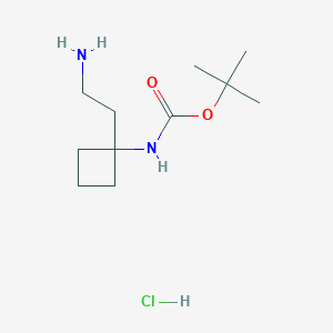 molecular formula C11H23ClN2O2 B2930443 Tert-butyl N-[1-(2-aminoethyl)cyclobutyl]carbamate;hydrochloride CAS No. 2260936-65-8
