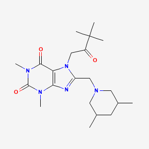 7-(3,3-Dimethyl-2-oxobutyl)-8-[(3,5-dimethylpiperidin-1-yl)methyl]-1,3-dimethylpurine-2,6-dione