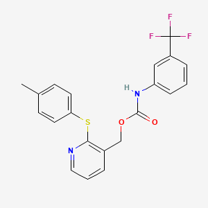molecular formula C21H17F3N2O2S B2930455 [2-(4-methylphenyl)sulfanylpyridin-3-yl]methyl N-[3-(trifluoromethyl)phenyl]carbamate CAS No. 338413-60-8