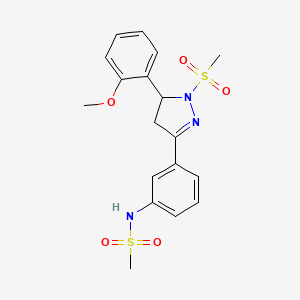 molecular formula C18H21N3O5S2 B2930456 N-(3-(5-(2-methoxyphenyl)-1-(methylsulfonyl)-4,5-dihydro-1H-pyrazol-3-yl)phenyl)methanesulfonamide CAS No. 852141-71-0