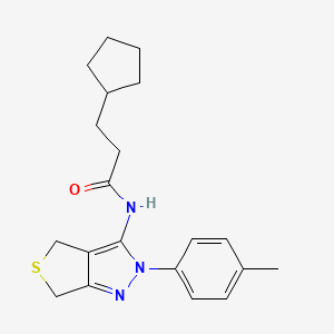 molecular formula C20H25N3OS B2930463 3-cyclopentyl-N-[2-(4-methylphenyl)-4,6-dihydrothieno[3,4-c]pyrazol-3-yl]propanamide CAS No. 450340-31-5