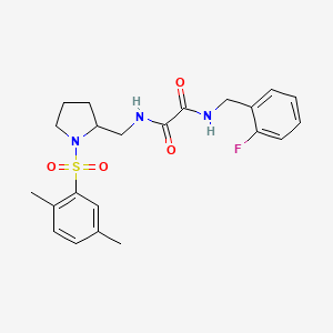 molecular formula C22H26FN3O4S B2930466 N1-((1-((2,5-dimethylphenyl)sulfonyl)pyrrolidin-2-yl)methyl)-N2-(2-fluorobenzyl)oxalamide CAS No. 896290-98-5