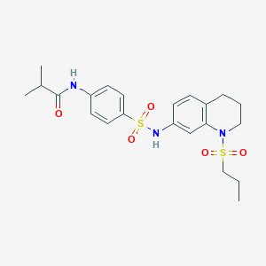 molecular formula C22H29N3O5S2 B2930471 N-(4-(N-(1-(propylsulfonyl)-1,2,3,4-tetrahydroquinolin-7-yl)sulfamoyl)phenyl)isobutyramide CAS No. 946249-51-0