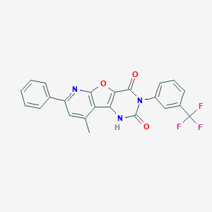 molecular formula C23H14F3N3O3 B293048 13-methyl-11-phenyl-5-[3-(trifluoromethyl)phenyl]-8-oxa-3,5,10-triazatricyclo[7.4.0.02,7]trideca-1(9),2(7),10,12-tetraene-4,6-dione 