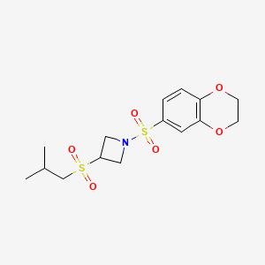 molecular formula C15H21NO6S2 B2930483 1-((2,3-Dihydrobenzo[b][1,4]dioxin-6-yl)sulfonyl)-3-(isobutylsulfonyl)azetidine CAS No. 1795086-36-0