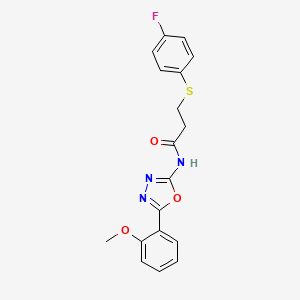 molecular formula C18H16FN3O3S B2930484 3-((4-fluorophenyl)thio)-N-(5-(2-methoxyphenyl)-1,3,4-oxadiazol-2-yl)propanamide CAS No. 896358-79-5