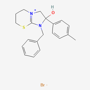1-benzyl-2-hydroxy-2-(4-methylphenyl)-2H,3H,5H,6H,7H-imidazo[2,1-b][1,3]thiazin-1-ium bromide