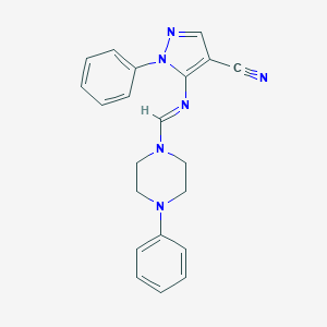 molecular formula C21H20N6 B293049 1-phenyl-5-{[(4-phenyl-1-piperazinyl)methylene]amino}-1H-pyrazole-4-carbonitrile 