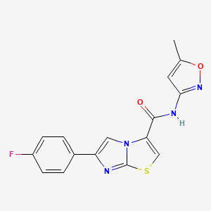 molecular formula C16H11FN4O2S B2930490 6-(4-氟苯基)-N-(5-甲基异恶唑-3-基)咪唑并[2,1-b]噻唑-3-甲酰胺 CAS No. 1049439-43-1
