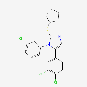 molecular formula C20H17Cl3N2S B2930494 1-(3-chlorophenyl)-2-(cyclopentylthio)-5-(3,4-dichlorophenyl)-1H-imidazole CAS No. 1207010-30-7
