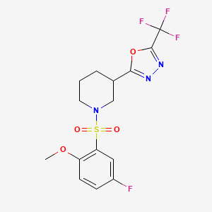 2-(1-((5-Fluoro-2-methoxyphenyl)sulfonyl)piperidin-3-yl)-5-(trifluoromethyl)-1,3,4-oxadiazole