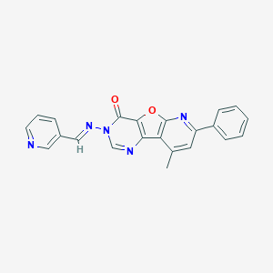 molecular formula C22H15N5O2 B293050 13-methyl-11-phenyl-5-[(E)-pyridin-3-ylmethylideneamino]-8-oxa-3,5,10-triazatricyclo[7.4.0.02,7]trideca-1(9),2(7),3,10,12-pentaen-6-one 