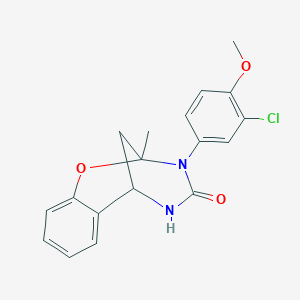 molecular formula C18H17ClN2O3 B2930508 3-(3-chloro-4-methoxyphenyl)-2-methyl-5,6-dihydro-2H-2,6-methanobenzo[g][1,3,5]oxadiazocin-4(3H)-one CAS No. 866346-23-8