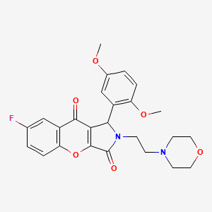 molecular formula C25H25FN2O6 B2930519 1-(2,5-Dimethoxyphenyl)-7-fluoro-2-(2-morpholinoethyl)-1,2-dihydrochromeno[2,3-c]pyrrole-3,9-dione CAS No. 874397-52-1