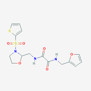 N1-(furan-2-ylmethyl)-N2-((3-(thiophen-2-ylsulfonyl)oxazolidin-2-yl)methyl)oxalamide