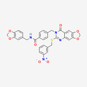 N-(1,3-benzodioxol-5-ylmethyl)-4-{[6-[(3-nitrobenzyl)thio]-8-oxo[1,3]dioxolo[4,5-g]quinazolin-7(8H)-yl]methyl}benzamide