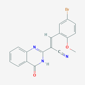 molecular formula C18H12BrN3O2 B2930538 (2E)-3-(5-溴-2-甲氧苯基)-2-(4-氧代-3,4-二氢喹唑啉-2-基)丙-2-烯腈 CAS No. 620584-52-3