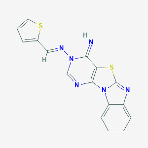 5-[(E)-thiophen-2-ylmethylideneamino]-8-thia-1,3,5,10-tetrazatetracyclo[7.7.0.02,7.011,16]hexadeca-2(7),3,9,11,13,15-hexaen-6-imine