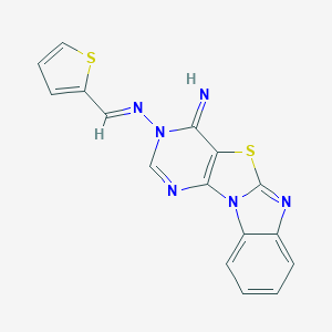 molecular formula C16H10N6S2 B293054 5-[(E)-thiophen-2-ylmethylideneamino]-8-thia-1,3,5,10-tetrazatetracyclo[7.7.0.02,7.011,16]hexadeca-2(7),3,9,11,13,15-hexaen-6-imine 