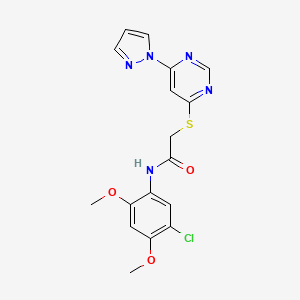 2-((6-(1H-pyrazol-1-yl)pyrimidin-4-yl)thio)-N-(5-chloro-2,4-dimethoxyphenyl)acetamide