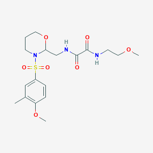 molecular formula C18H27N3O7S B2930553 N1-((3-((4-methoxy-3-methylphenyl)sulfonyl)-1,3-oxazinan-2-yl)methyl)-N2-(2-methoxyethyl)oxalamide CAS No. 872986-04-4