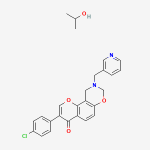 molecular formula C26H25ClN2O4 B2930556 3-(4-Chlorophenyl)-9-(pyridin-3-ylmethyl)-8,10-dihydropyrano[2,3-f][1,3]benzoxazin-4-one;propan-2-ol CAS No. 1351643-42-9