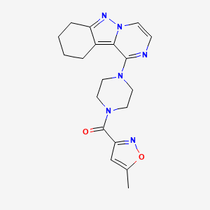 molecular formula C19H22N6O2 B2930567 (5-Methylisoxazol-3-yl)(4-(7,8,9,10-tetrahydropyrazino[1,2-b]indazol-1-yl)piperazin-1-yl)methanone CAS No. 2034445-36-6
