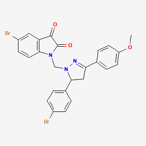 molecular formula C25H19Br2N3O3 B2930569 5-溴-1-((5-(4-溴苯基)-3-(4-甲氧基苯基)-4,5-二氢-1H-吡唑-1-基)甲基)吲哚啉-2,3-二酮 CAS No. 331988-54-6