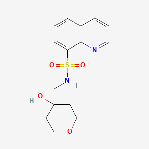 molecular formula C15H18N2O4S B2930571 N-((4-hydroxytetrahydro-2H-pyran-4-yl)methyl)quinoline-8-sulfonamide CAS No. 1795420-26-6