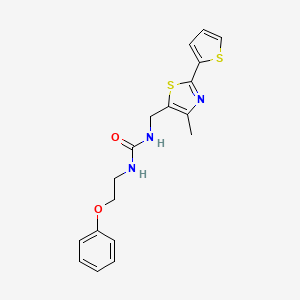 molecular formula C18H19N3O2S2 B2930581 1-((4-甲基-2-(噻吩-2-基)噻唑-5-基)甲基)-3-(2-苯氧基乙基)脲 CAS No. 1396850-99-9