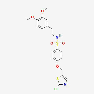 molecular formula C20H21ClN2O5S2 B2930583 4-[(2-chloro-1,3-thiazol-5-yl)methoxy]-N-(3,4-dimethoxyphenethyl)benzenesulfonamide CAS No. 339105-33-8