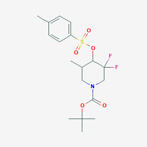 molecular formula C18H25F2NO5S B2930590 Tert-butyl 3,3-difluoro-5-methyl-4-(tosyloxy)piperidine-1-carboxylate CAS No. 1881331-28-7