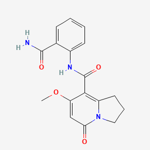 molecular formula C17H17N3O4 B2930592 N-(2-carbamoylphenyl)-7-methoxy-5-oxo-1,2,3,5-tetrahydroindolizine-8-carboxamide CAS No. 2034333-38-3