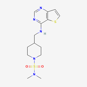 molecular formula C14H21N5O2S2 B2930597 N,N-Dimethyl-4-[(thieno[3,2-d]pyrimidin-4-ylamino)methyl]piperidine-1-sulfonamide CAS No. 2380146-07-4