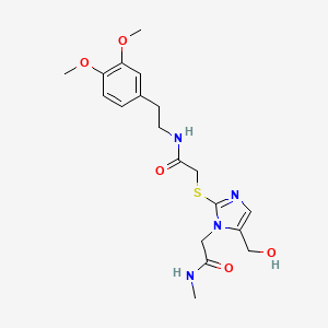 molecular formula C19H26N4O5S B2930603 N-(3,4-dimethoxyphenethyl)-2-((5-(hydroxymethyl)-1-(2-(methylamino)-2-oxoethyl)-1H-imidazol-2-yl)thio)acetamide CAS No. 921793-83-1