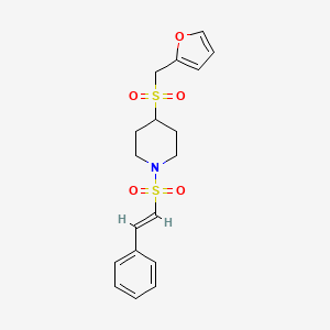 molecular formula C18H21NO5S2 B2930606 (E)-4-((furan-2-ylmethyl)sulfonyl)-1-(styrylsulfonyl)piperidine CAS No. 1448140-95-1