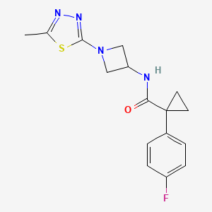 molecular formula C16H17FN4OS B2930613 1-(4-Fluorophenyl)-N-[1-(5-methyl-1,3,4-thiadiazol-2-yl)azetidin-3-yl]cyclopropane-1-carboxamide CAS No. 2415573-04-3