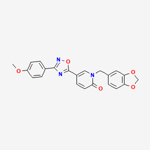 molecular formula C22H17N3O5 B2930624 1-(苯并[d][1,3]二氧杂环-5-基甲基)-5-(3-(4-甲氧基苯基)-1,2,4-恶二唑-5-基)吡啶-2(1H)-酮 CAS No. 1251676-38-6