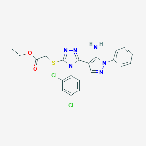 ethyl {[5-(5-amino-1-phenyl-1H-pyrazol-4-yl)-4-(2,4-dichlorophenyl)-4H-1,2,4-triazol-3-yl]sulfanyl}acetate
