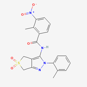 molecular formula C20H18N4O5S B2930631 N-(5,5-dioxido-2-(o-tolyl)-4,6-dihydro-2H-thieno[3,4-c]pyrazol-3-yl)-2-methyl-3-nitrobenzamide CAS No. 449786-03-2