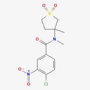 molecular formula C13H15ClN2O5S B2930636 4-氯-N-甲基-N-(3-甲基-1,1-二氧代-1lambda6-硫代环丙烷-3-基)-3-硝基苯甲酰胺 CAS No. 874788-67-7
