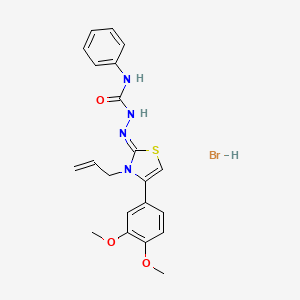 molecular formula C21H23BrN4O3S B2930647 (Z)-2-(3-allyl-4-(3,4-dimethoxyphenyl)thiazol-2(3H)-ylidene)-N-phenylhydrazinecarboxamide hydrobromide CAS No. 400879-93-8