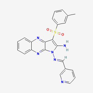 3-(3-Methylphenyl)sulfonyl-1-(3-pyridinylmethylideneamino)-2-pyrrolo[3,2-b]quinoxalinamine