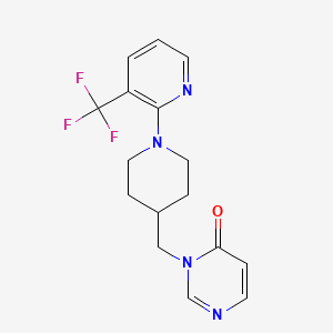 molecular formula C16H17F3N4O B2930659 3-({1-[3-(Trifluoromethyl)pyridin-2-yl]piperidin-4-yl}methyl)-3,4-dihydropyrimidin-4-one CAS No. 2195810-11-6