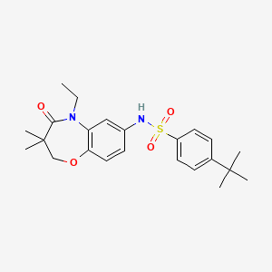 molecular formula C23H30N2O4S B2930661 4-(叔丁基)-N-(5-乙基-3,3-二甲基-4-氧代-2,3,4,5-四氢苯并[b][1,4]恶杂环庚-7-基)苯磺酰胺 CAS No. 922076-95-7