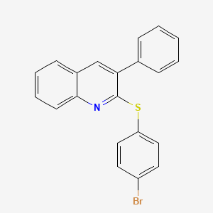 molecular formula C21H14BrNS B2930666 2-[(4-Bromophenyl)sulfanyl]-3-phenylquinoline CAS No. 339013-04-6