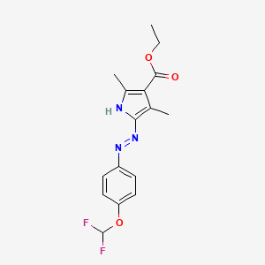 molecular formula C16H17F2N3O3 B2930671 (Z)-ethyl 2-(2-(4-(difluoromethoxy)phenyl)hydrazono)-3,5-dimethyl-2H-pyrrole-4-carboxylate CAS No. 314244-23-0