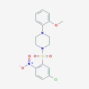 molecular formula C17H18ClN3O5S B2930676 1-[(5-Chloro-2-nitrophenyl)sulfonyl]-4-(2-methoxyphenyl)piperazine CAS No. 866153-18-6